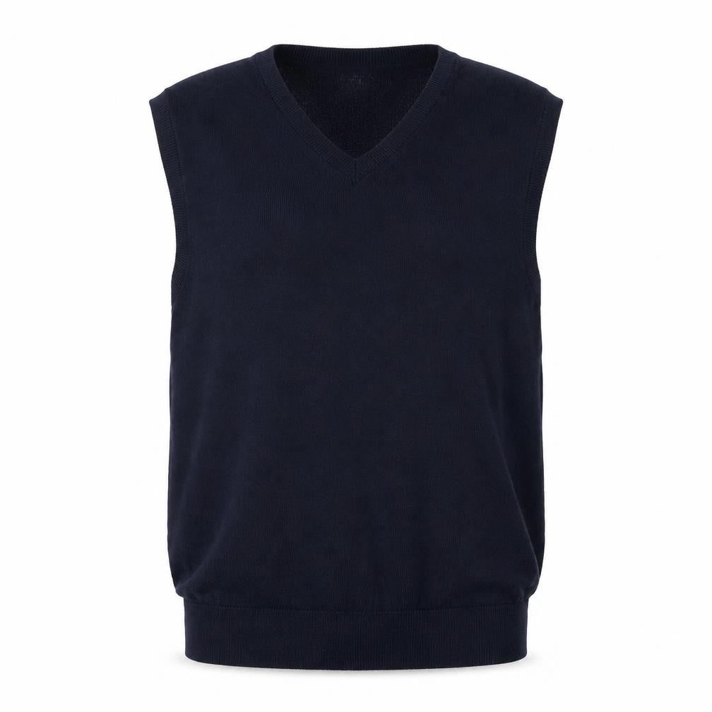 Marks and Spencer Men Blue S Pure Cotton V-Neck Knit Jumper Vest