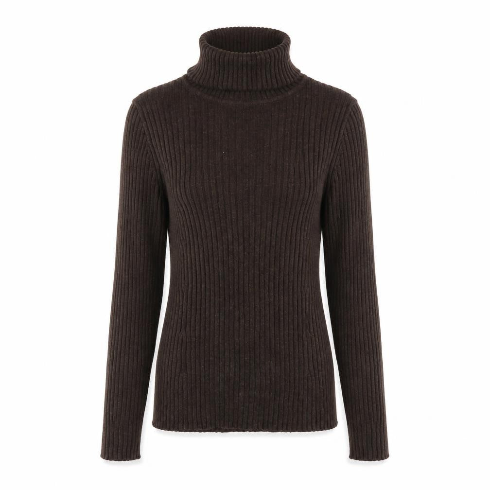 GAP Women’s Brown S Ribbed Roll Neck Slim Cotton Jumper