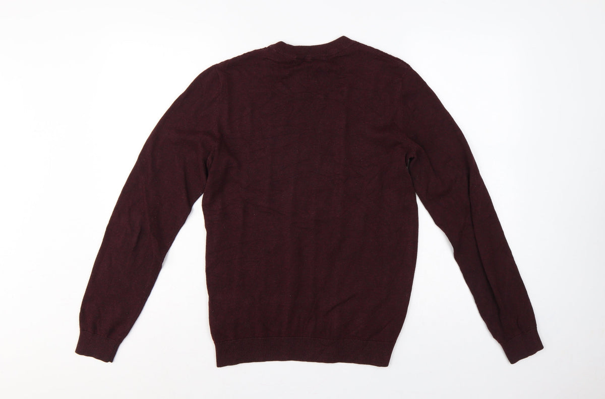 Jack & Jones Premium Men’s Burgundy XS Cable Knit Crew Neck Jumper