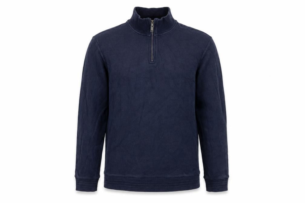 Jaeger Men’s Navy Blue L Quarter Zip High Neck Cotton Sweatshirt
