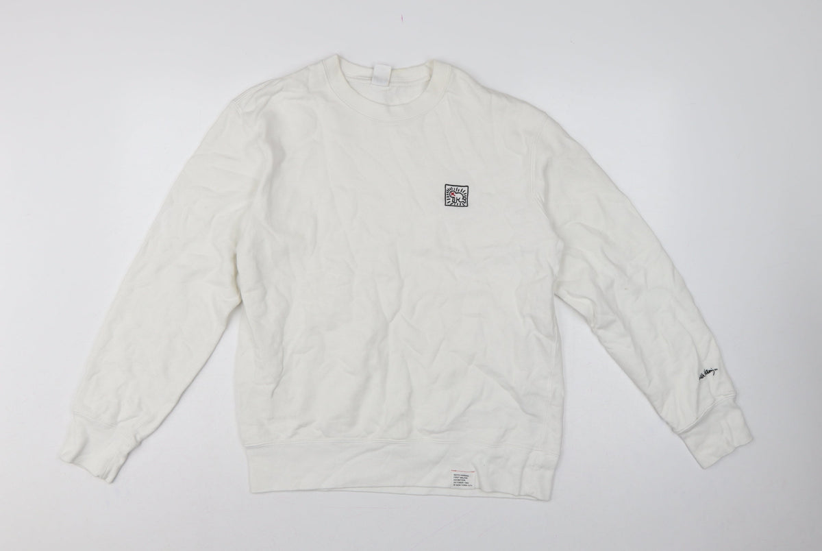 Uniqlo U Keith Haring Unisex White M Pullover Sweatshirt Embroidered