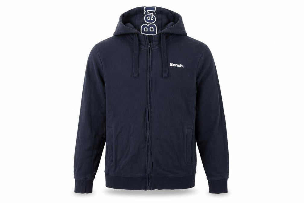 Bench Men’s Navy L Full Zip Logo Hooded Fleece Sweatshirt Hoodie