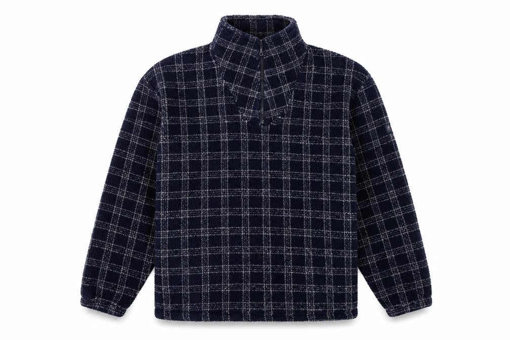 Watsons Heavies Men’s Blue XL Check Fleece 1/2 Zip Pullover Sweatshirt