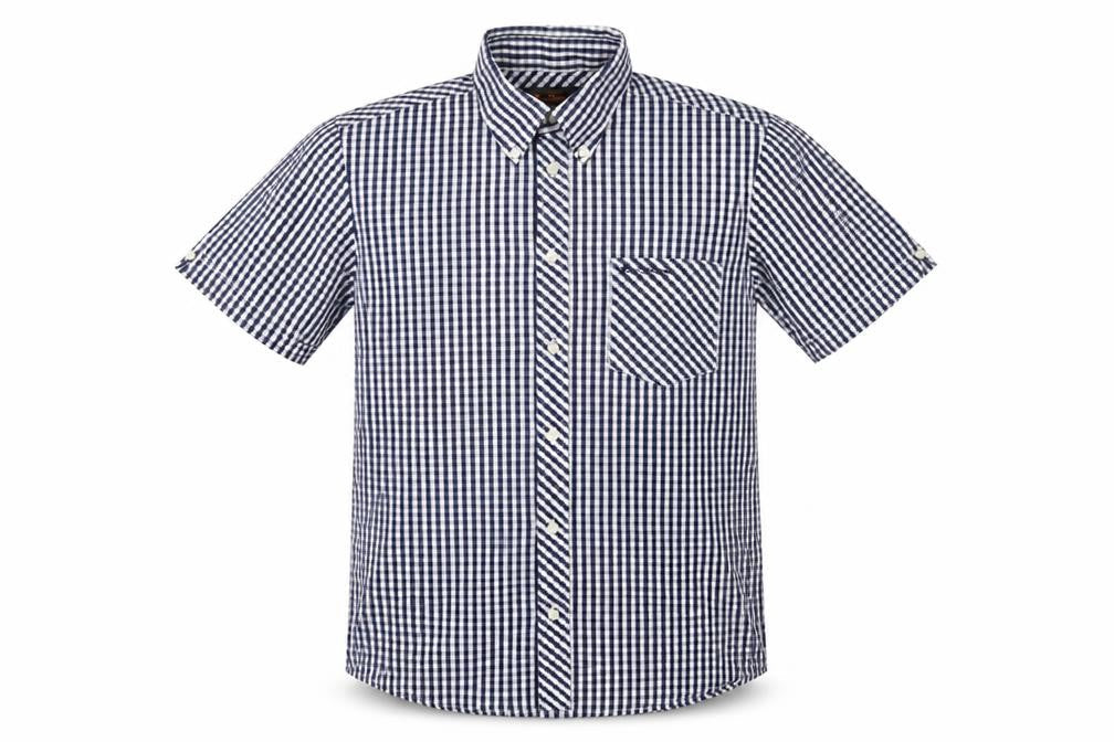 Ben Sherman Men’s Blue Check Short Sleeve Button-Up Shirt Size M