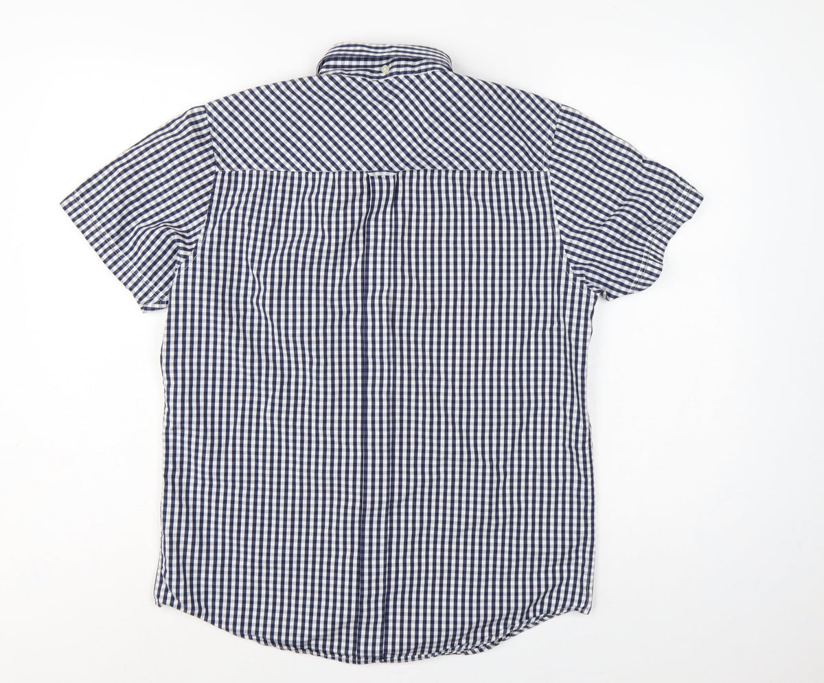 Ben Sherman Men’s Blue Check Short Sleeve Button-Up Shirt Size M