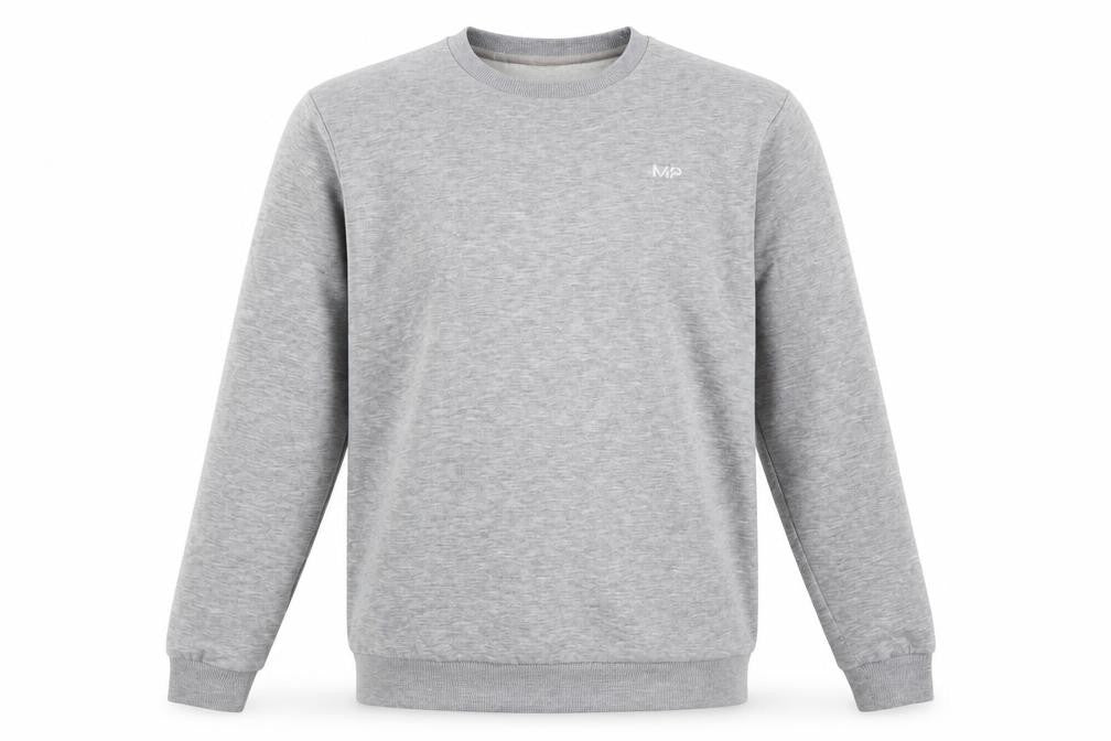 MP Men’s Grey M Crew Neck Logo Fleece Pullover Sweatshirt