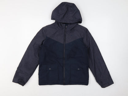 Additional front view of Mountain Warehouse boys’ blue 11-12 padded hooded water resistant jacket