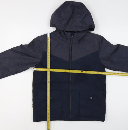 Back view of Mountain Warehouse boys’ blue 11-12 padded hooded water resistant jacket