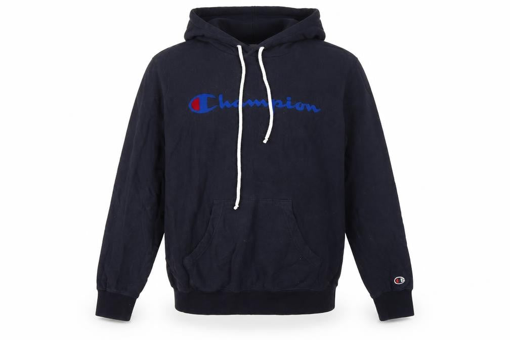 Champion Men’s Blue Small Pullover Logo Hoodie Cotton