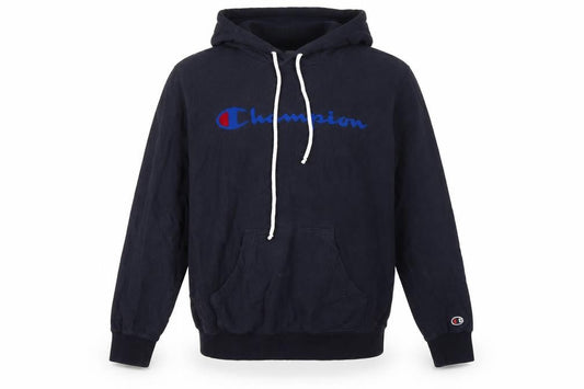 Champion Men’s Blue Small Pullover Logo Hoodie Cotton