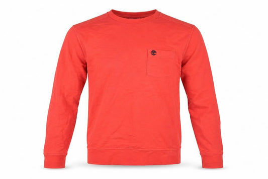 Timberland Men's Red S Pullover Sweatshirt Logo Pocket Cotton Blend