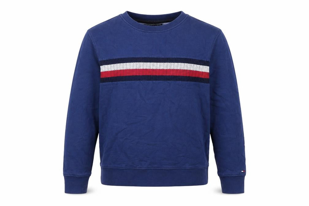 Tommy Hilfiger Men Blue M Vintage Fit Striped Logo Crew Neck Sweatshirt
