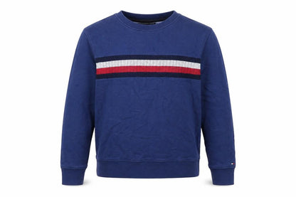 Tommy Hilfiger Men Blue M Vintage Fit Striped Logo Crew Neck Sweatshirt