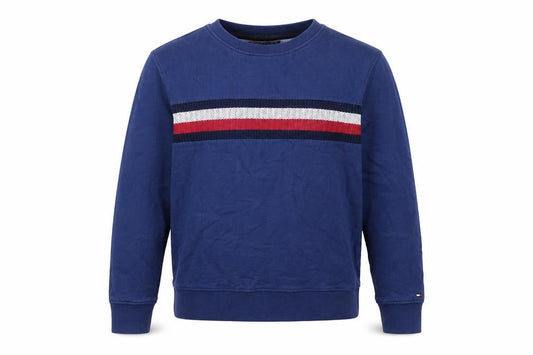 Tommy Hilfiger Men Blue M Vintage Fit Striped Logo Crew Neck Sweatshirt