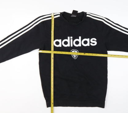 Back view of adidas Men’s Black XS Leeds United Logo Graphic Crew Neck Sweatshirt