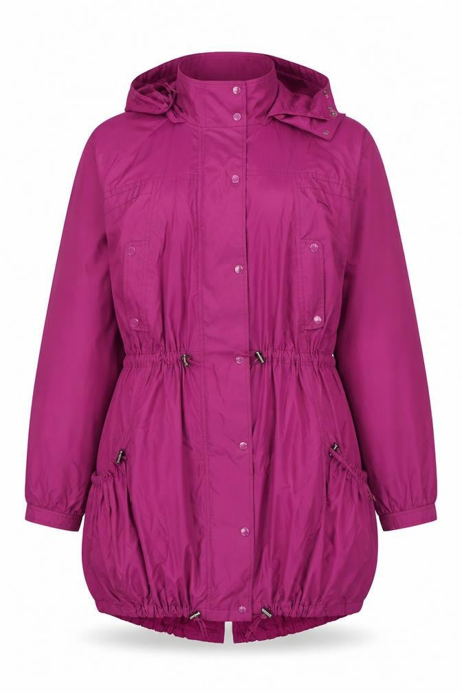 Farhi Women Pink UK 14 Long Hooded Parka Coat Drawstring Zip