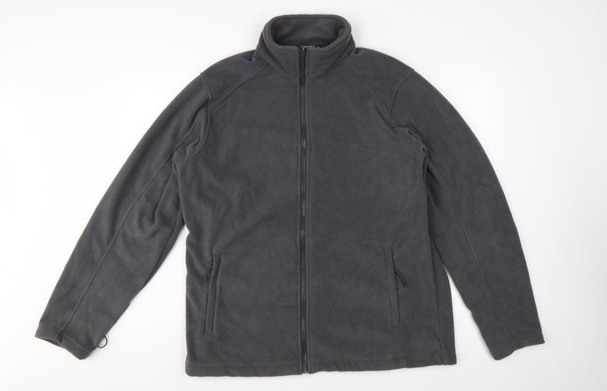 Mountain Warehouse Men's Grey L Full Zip Fleece Jacket Stand-Up Collar