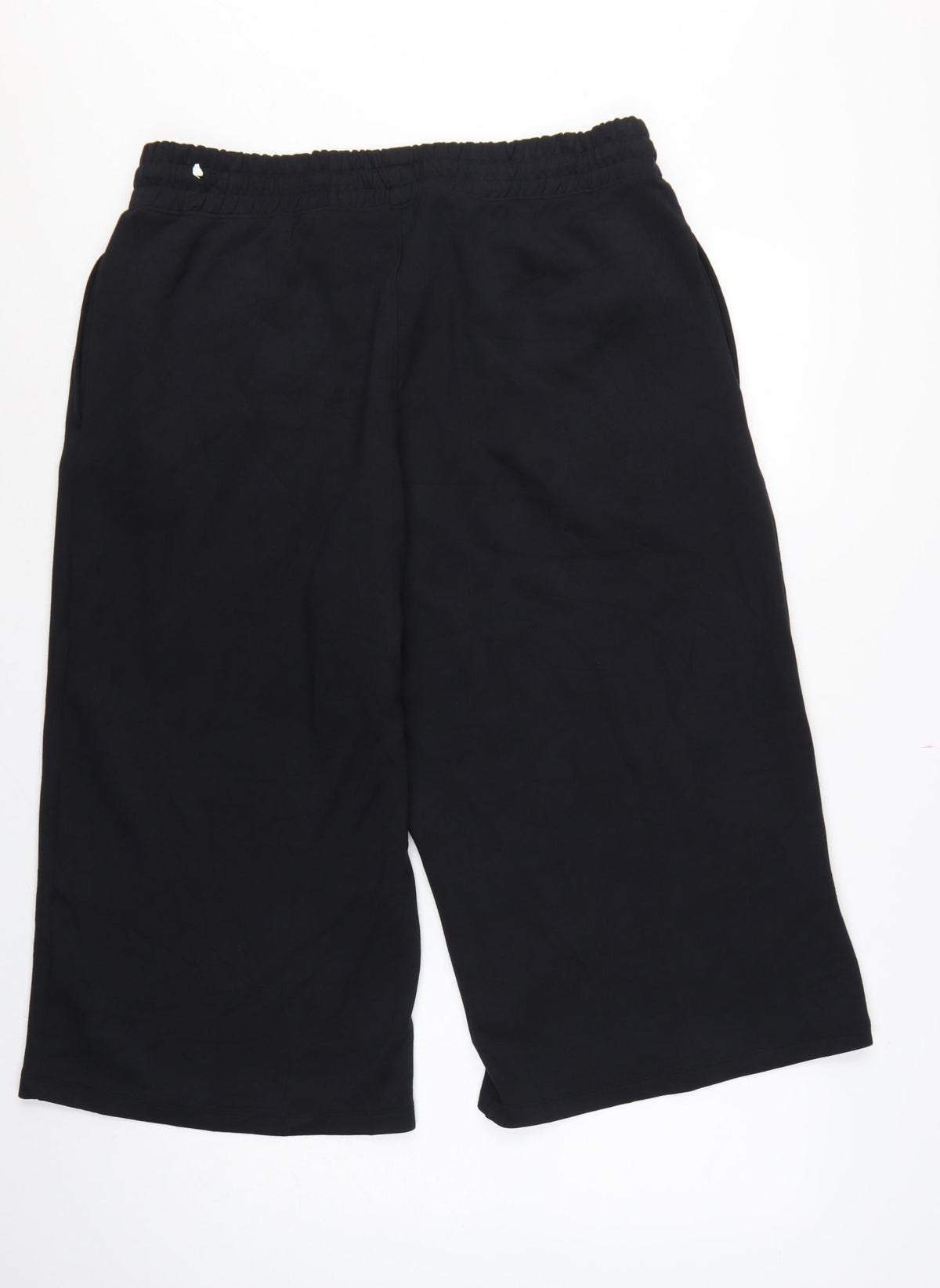Marks & Spencer Women's Black UK 18 Cropped Wide Leg Drawstring Trousers