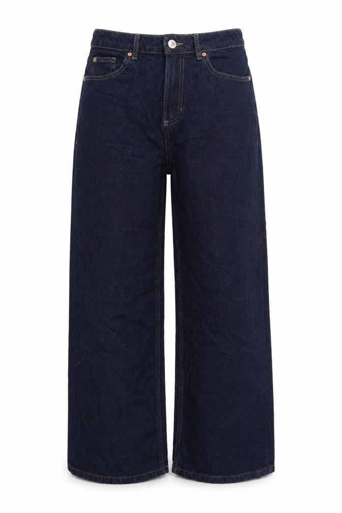 M&S Women’s Blue UK 12 High Rise Wide-Leg Dark Wash Jeans