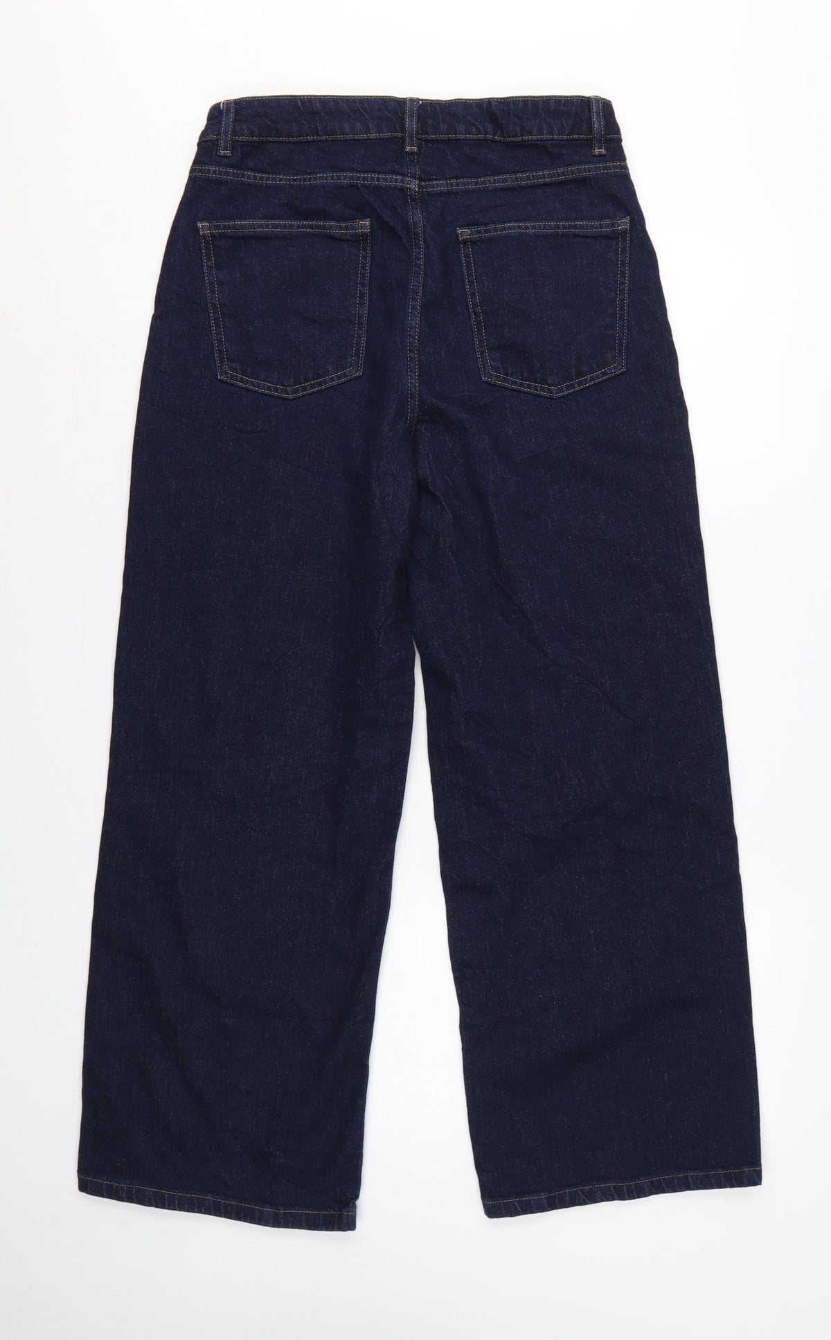 M&S Women’s Blue UK 12 High Rise Wide-Leg Dark Wash Jeans