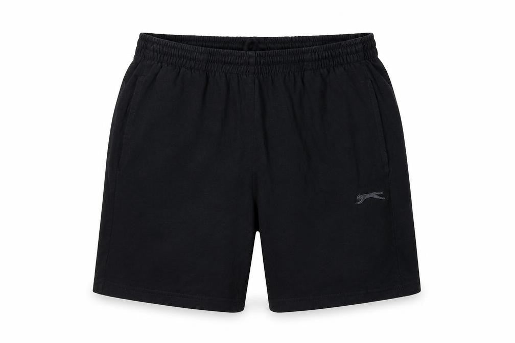 Slazenger Men's Black M Sweat Shorts Elastic Waist Pockets Logo