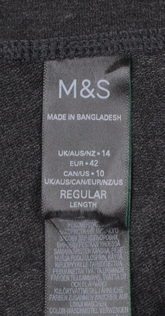 Marks & Spencer Women Grey Size 14 Regular Stretch Jersey Leggings