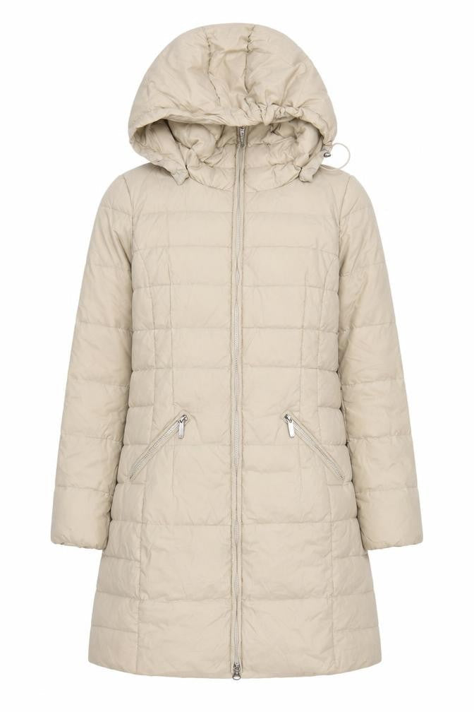 Benetton Women’s Beige UK 12 Long Hooded Down Puffer Coat