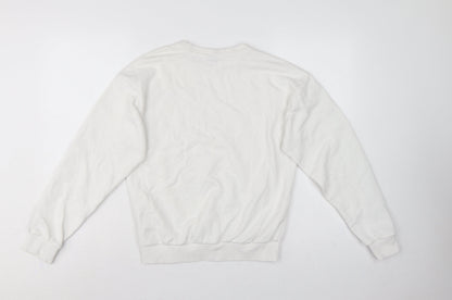 Close-up detail of Puma Women’s White XS Logo T7 Tape Crew Neck Sweatshirt