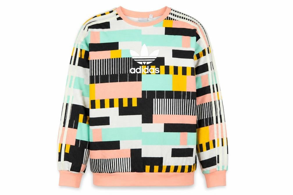 Adidas Girls Multicoloured 13-14 Years Pullover Geometric Sweatshirt