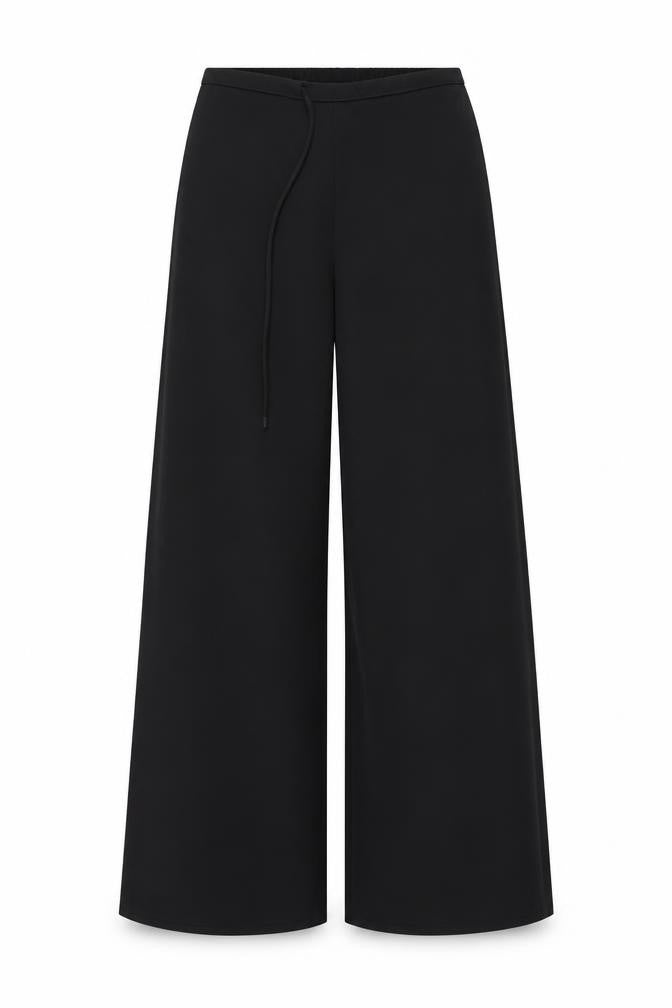 Marks & Spencer Women Black Size 8 Regular Wide Leg Smart Trousers