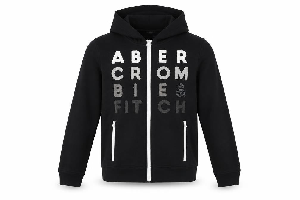 Abercrombie Kids Boys Black 13-14 Years Full Zip Logo Hoodie