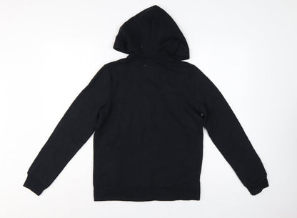 Close-up detail of Abercrombie & Fitch Kids boys’ black 13-14 years full zip logo hoodie