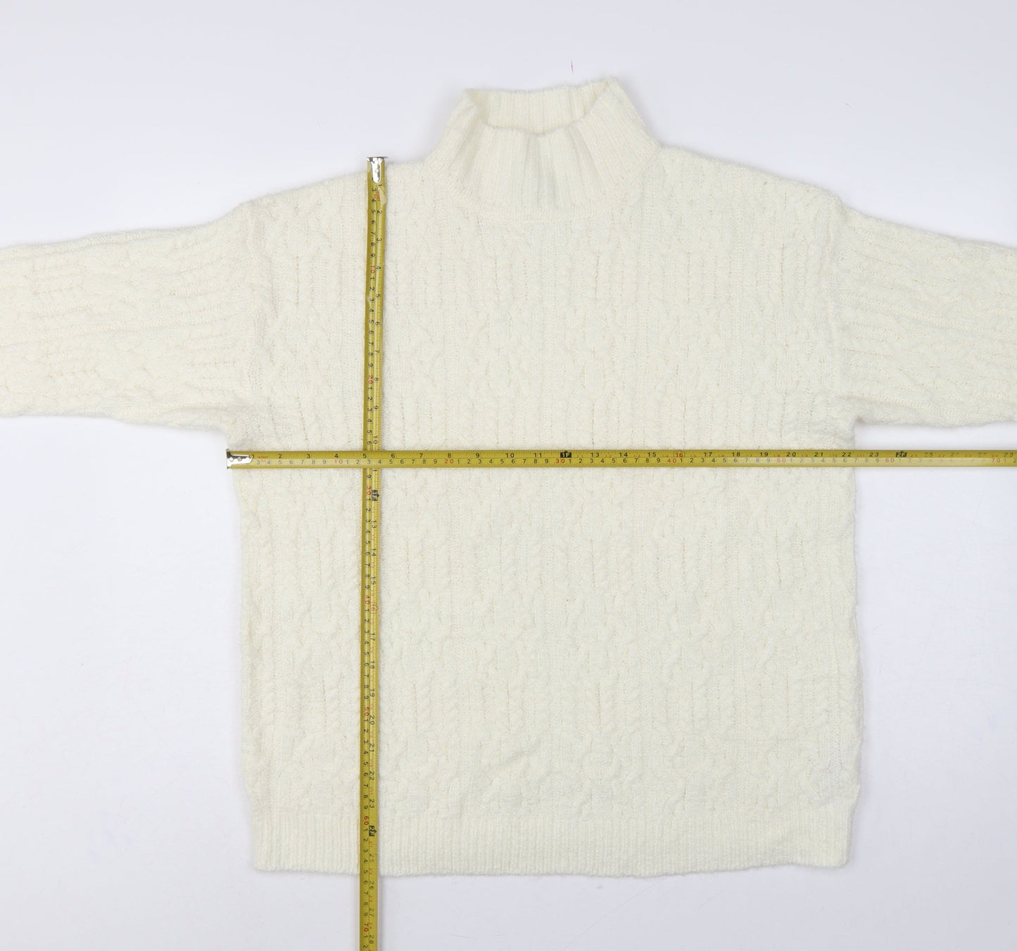 Marks & Spencer Women Ivory M Cable-Knit Roll Neck Jumper