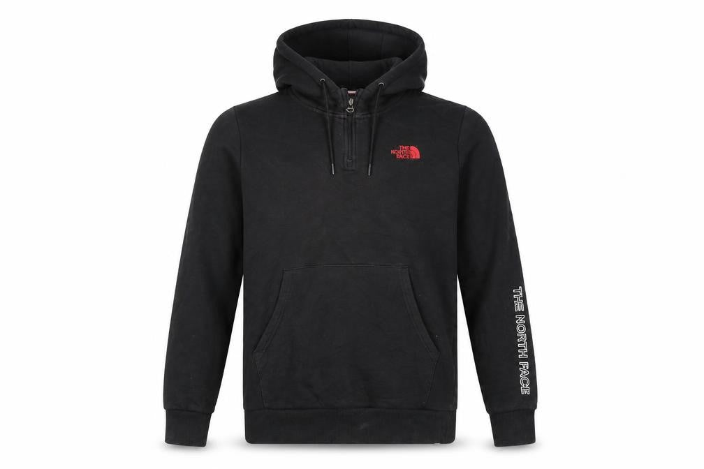 The North Face Men’s Black S 1/4 Zip Hooded Logo Pullover Hoodie