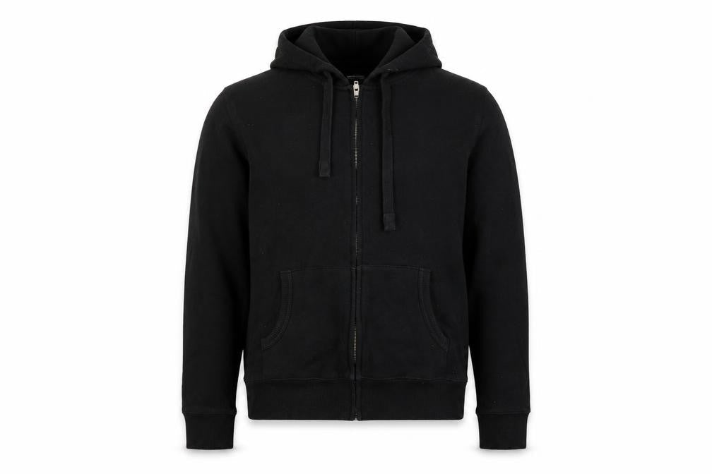 French Connection Men Black M Full Zip Hooded Fleece Hoodie