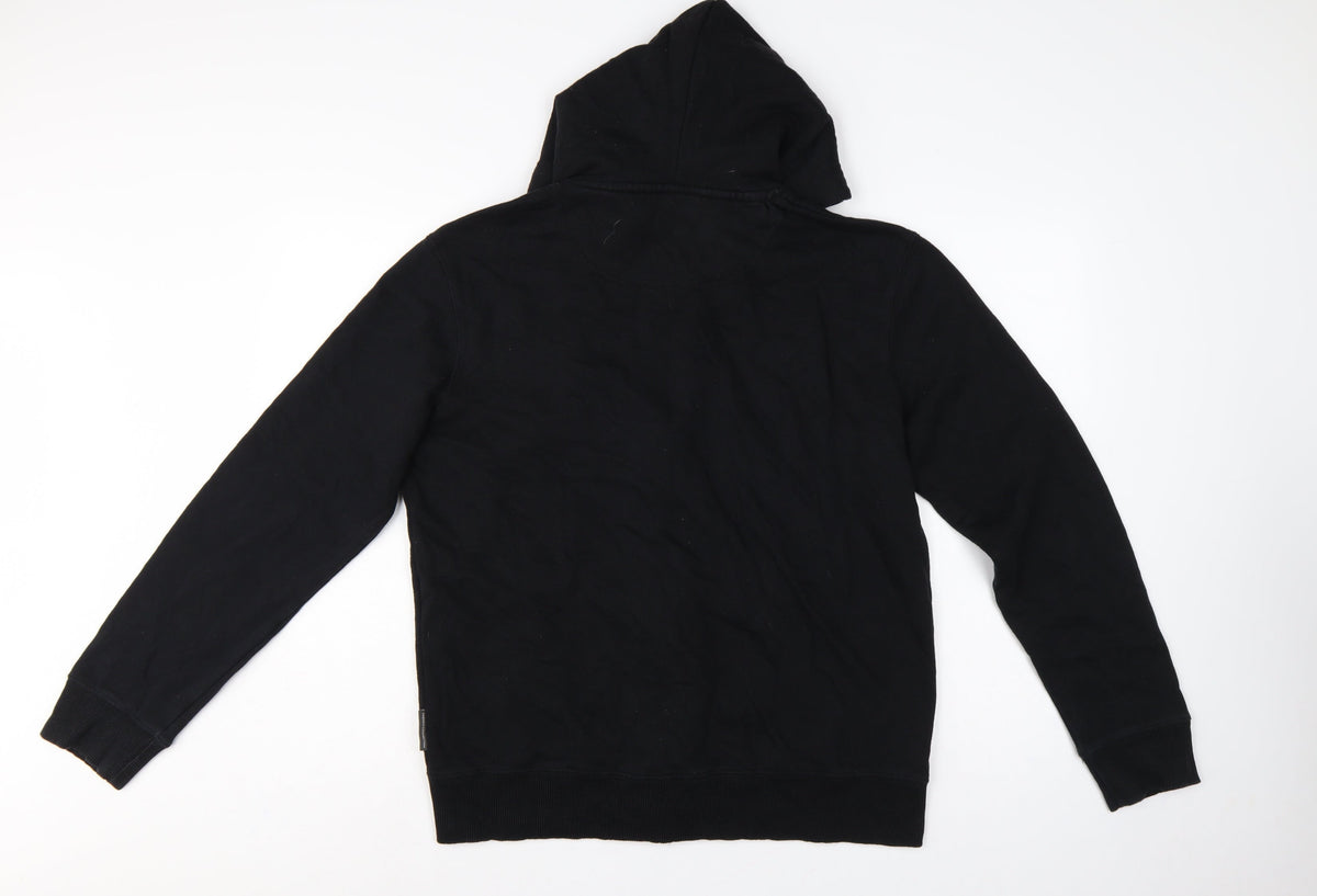 French Connection Men Black M Full Zip Hooded Fleece Hoodie