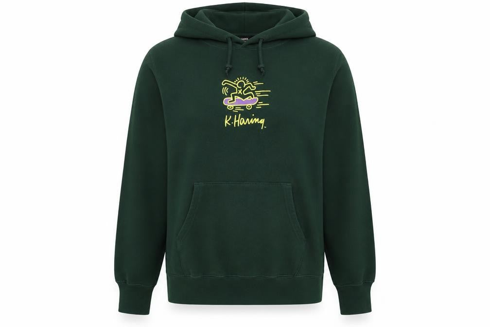 Uniqlo UT Keith Haring Unisex Green L Pullover Hoodie Skateboard Logo