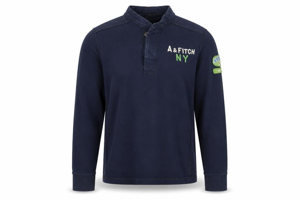 Abercrombie & Fitch Men’s Navy L Muscle Henley Sweatshirt Embroidered Logo