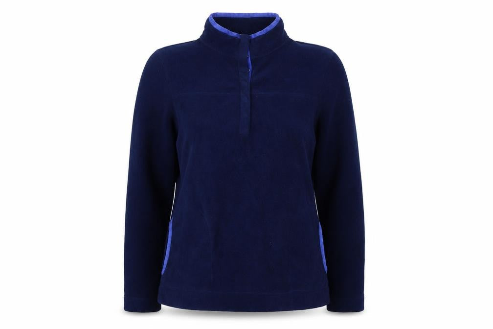 Lands' End Women Blue M Fleece 1/4 Zip High Neck Pullover Sweatshirt