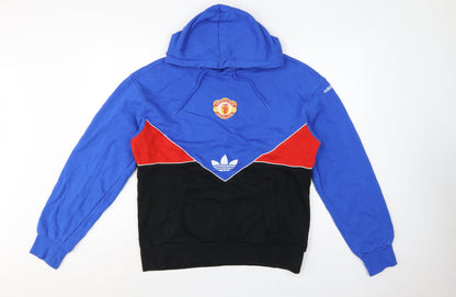 Additional front view of Adidas Men Blue M Manchester United Colourblock Pullover Hoodie