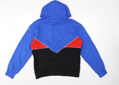 Close-up detail of Adidas Men Blue M Manchester United Colourblock Pullover Hoodie