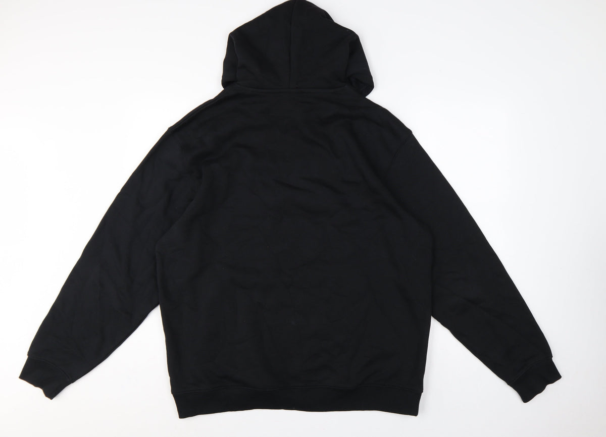 Reebok Men’s Black L Pullover Hoodie Logo Sports Kangaroo Pocket