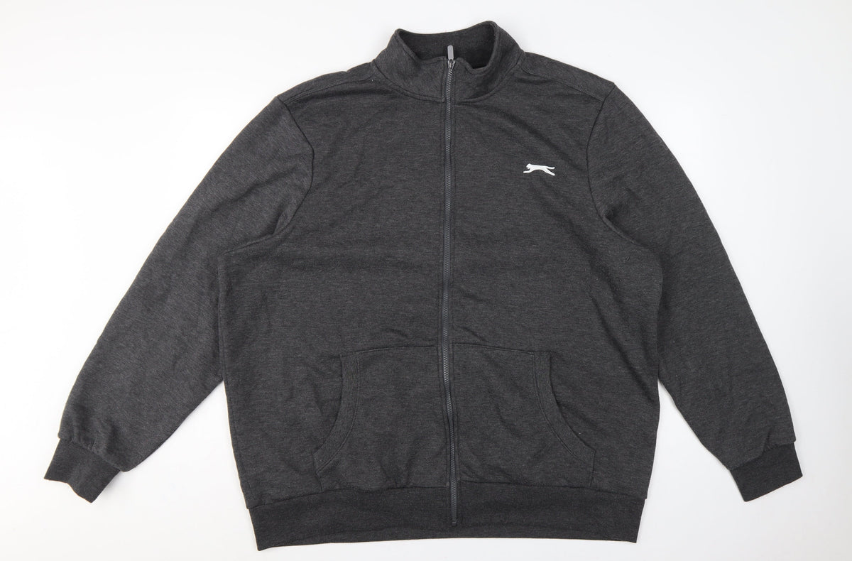 Slazenger Men’s Grey 2XL Full Zip Fleece Sweatshirt Sports Logo