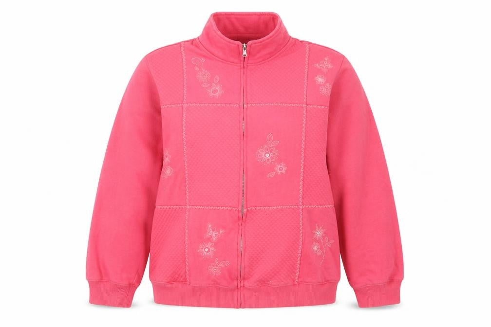 Alfred Dunner Women Pink UK 18 Petite Full Zip Floral Sweatshirt