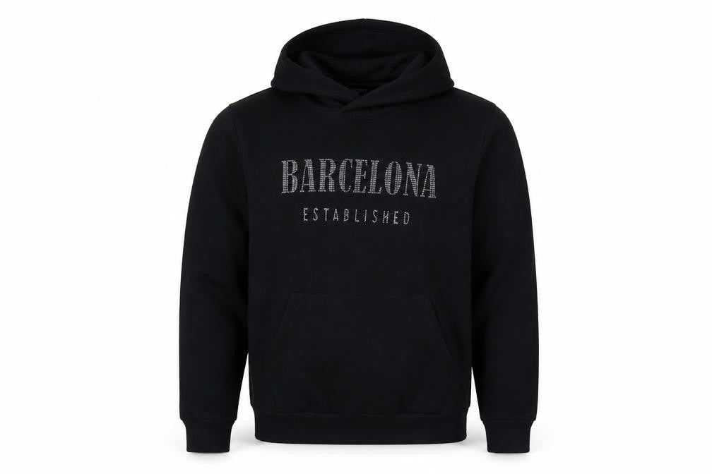 Barcelona Designs Men’s Black L Pullover Hoodie Graphic Logo
