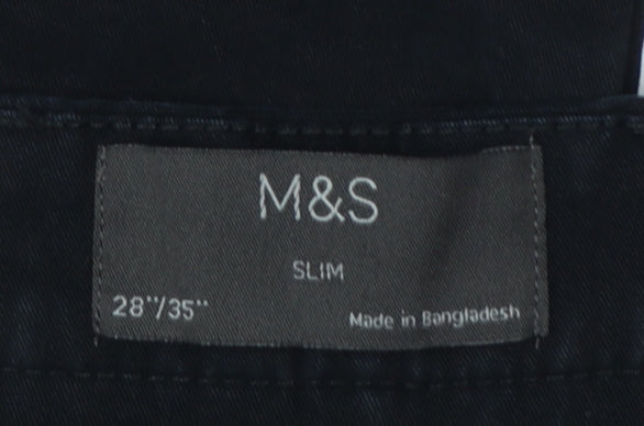 Marks & Spencer Men's Black 28/35 Slim Stretch Chino Trousers