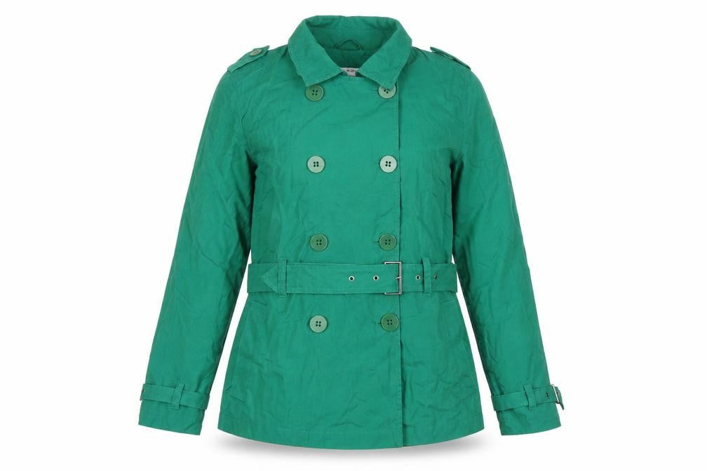 Marks & Spencer Women’s Green UK 14 Belted Cotton Linen Trench Jacket