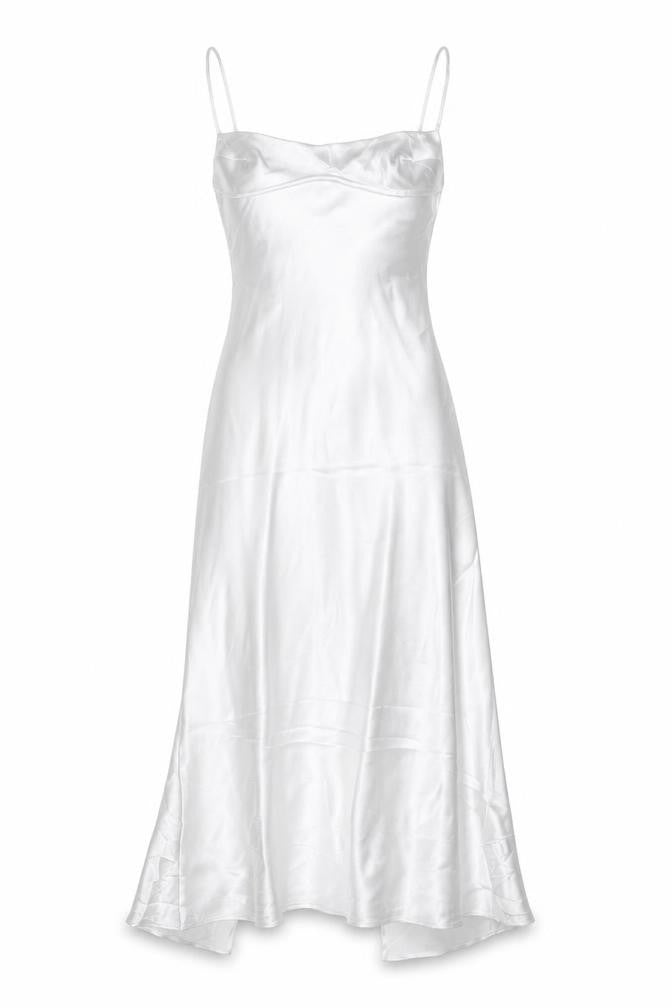 Zara Women White S Long Satin Halter Backless Slip Dress