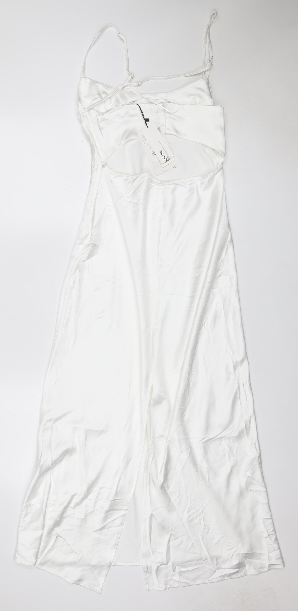 Zara Women White S Long Satin Halter Backless Slip Dress