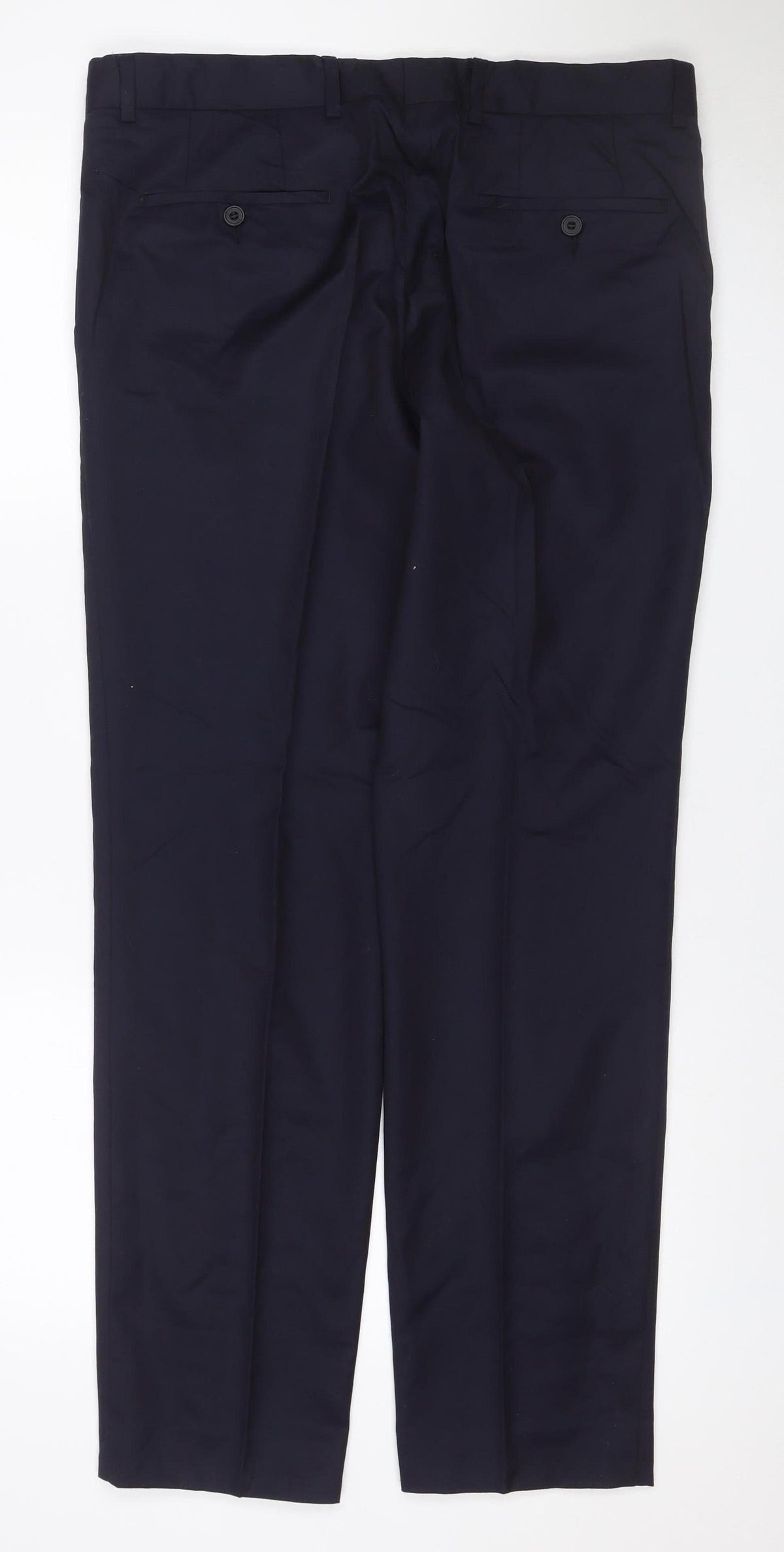 Alfred Brown Mens Blue 34R Wool Leonard Jay Dress Trousers
